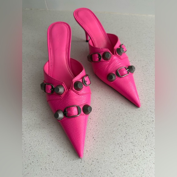 Balenciaga Shoes - Balenciaga Cagole Leather Kitten Heels Fuchsia Pink Size EU 35 US 5